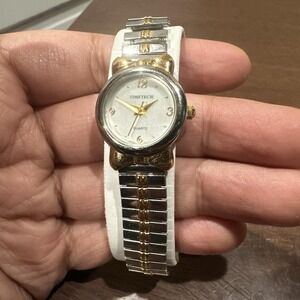 New Timetech Women's Two-tone Expansion Watch‎ Stretchable Band New Battery